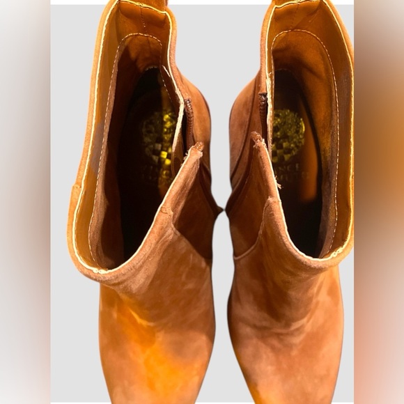 Vince Camuto Enverna Ankle Boots Women’s Size 7 Warm Caramel Leather Block Heel - Picture 5 of 8